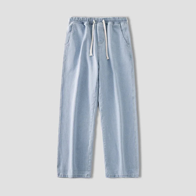 Autumn Korean Fashion Drawstring Y2K Jeans Homme Classic Baggy Straight Wide Leg Pants 2025 New Hip Hop Streetwear Casual Jean