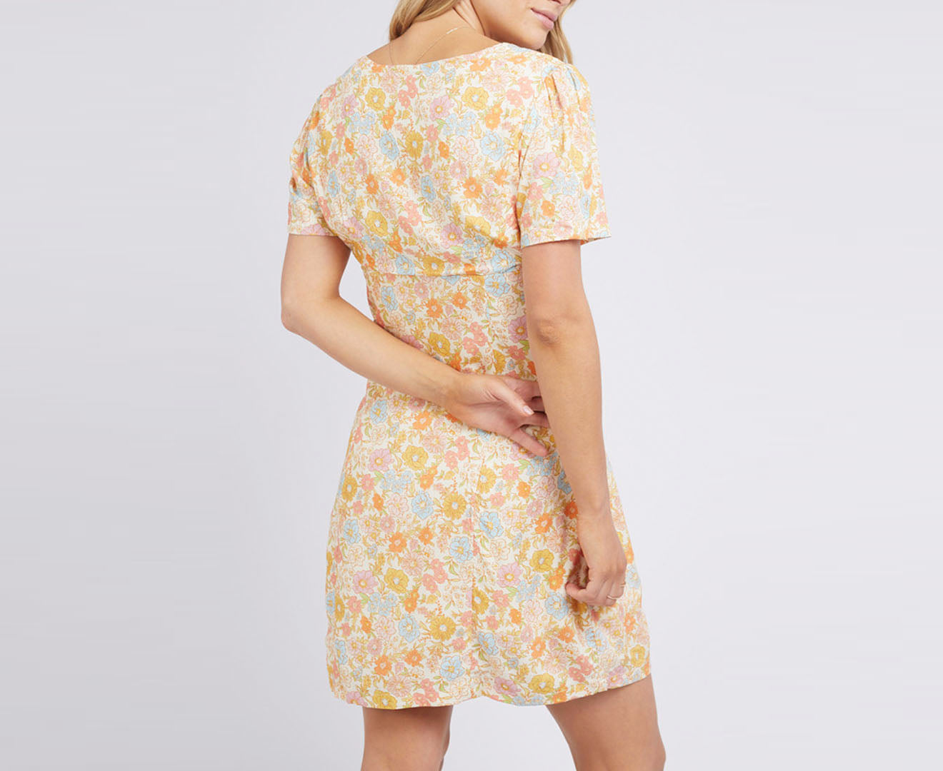 Women'S Meadow Twist Mini Dress - Yellow Print