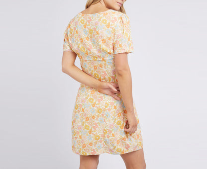 Women'S Meadow Twist Mini Dress - Yellow Print