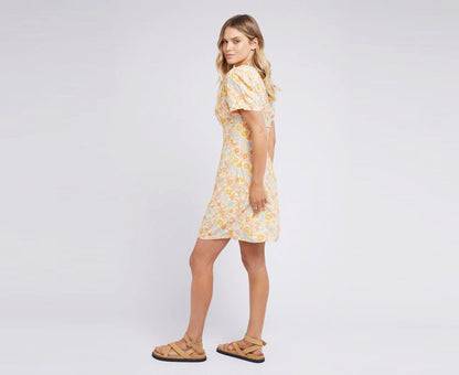 Women'S Meadow Twist Mini Dress - Yellow Print