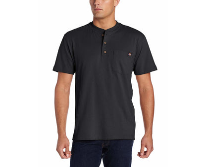 Black Mens US Size Medium M Heavyweight Pocket Henley Shirt