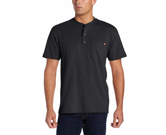 Black Mens US Size Medium M Heavyweight Pocket Henley Shirt